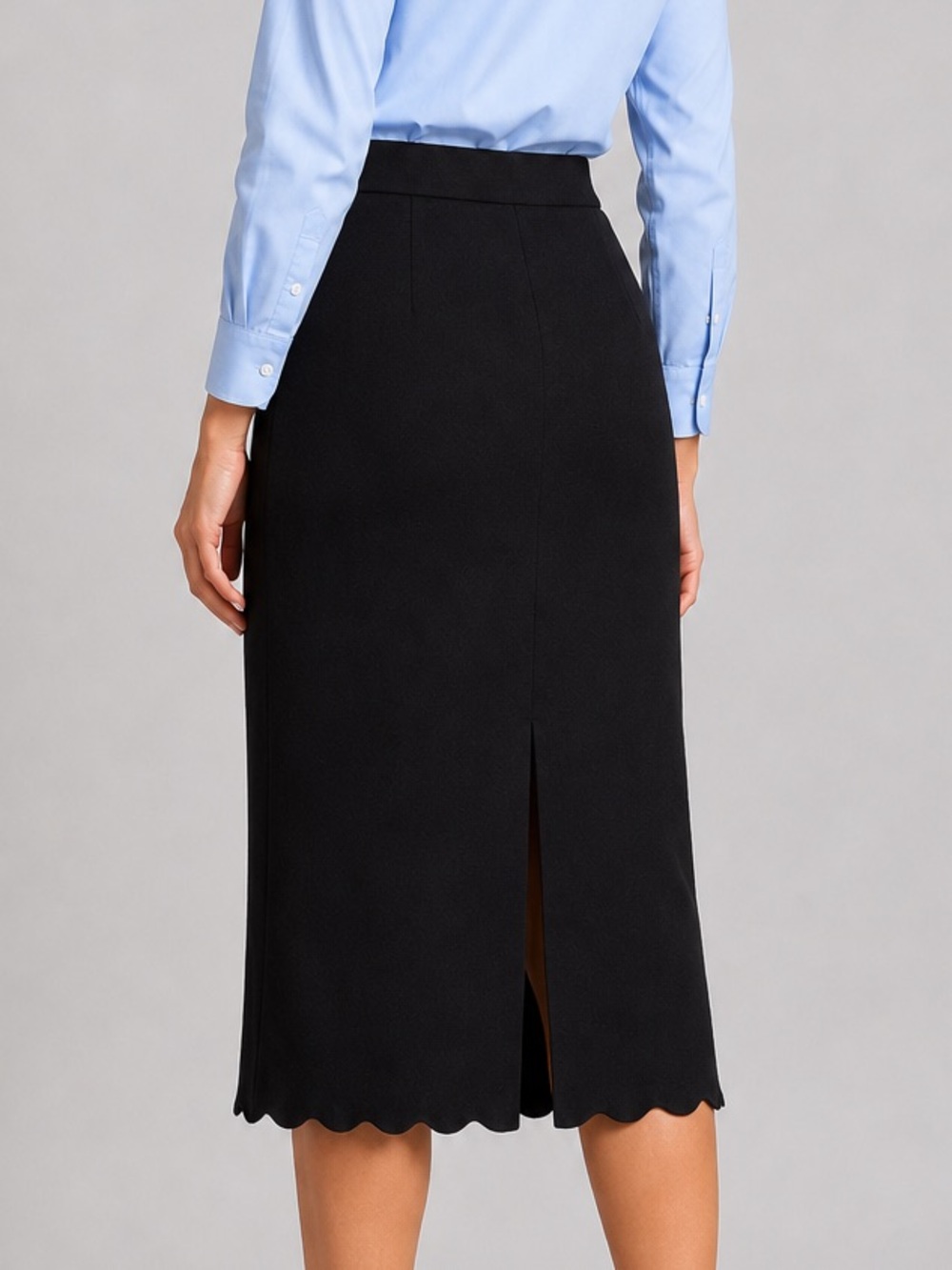 🆕🖤🤍AQUA Black Knit Pencil Skirt Medium Classic Ribbed Stretch Midi Bloomingdale’